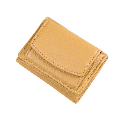 Τριπλό γυναικείο κοντό πορτοφόλι Χρήματα Μίνι χαριτωμένος συμπλέκτης Θηλυκό μονόχρωμο δερμάτινο τσάντα με φερμουάρ