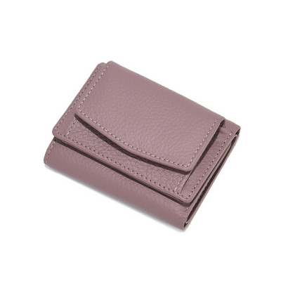 Τριπλό γυναικείο κοντό πορτοφόλι Χρήματα Μίνι χαριτωμένος συμπλέκτης Θηλυκό μονόχρωμο δερμάτινο τσάντα με φερμουάρ