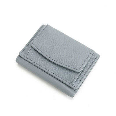 Τριπλό γυναικείο κοντό πορτοφόλι Χρήματα Μίνι χαριτωμένος συμπλέκτης Θηλυκό μονόχρωμο δερμάτινο τσάντα με φερμουάρ