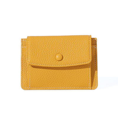 Τριπλό γυναικείο κοντό πορτοφόλι Χρήματα Μίνι χαριτωμένος συμπλέκτης Θηλυκό μονόχρωμο δερμάτινο τσάντα με φερμουάρ