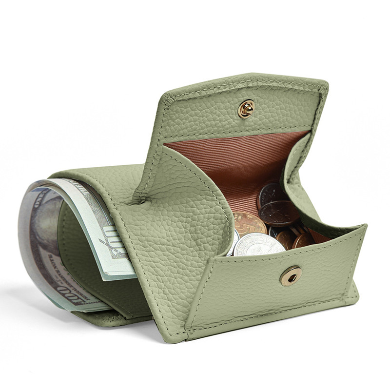 Τριπλό γυναικείο κοντό πορτοφόλι Χρήματα Μίνι χαριτωμένος συμπλέκτης Θηλυκό μονόχρωμο δερμάτινο τσάντα με φερμουάρ