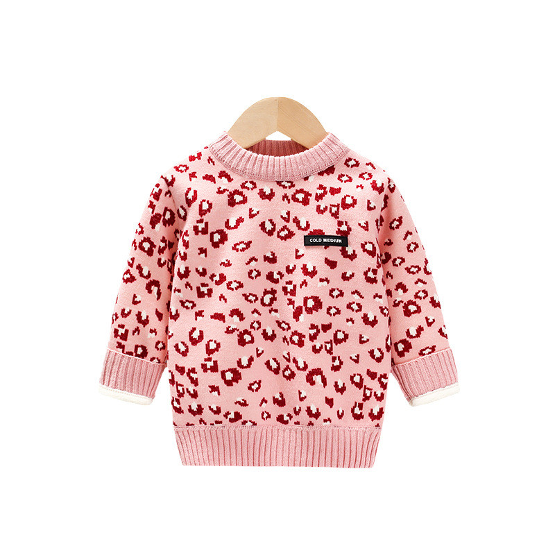 Φθινοπωρινό Χειμώνας Νέο Leopard Jacquard Πουλόβερ Μωρό αγόρι Πουλόβερ Κοριτσάκι Πλεκτό Παλτό Πουλόβερ Παιδικά Ρούχα Κορίτσι Παιδικά Εξωτερικά Ενδύματα Τοπ