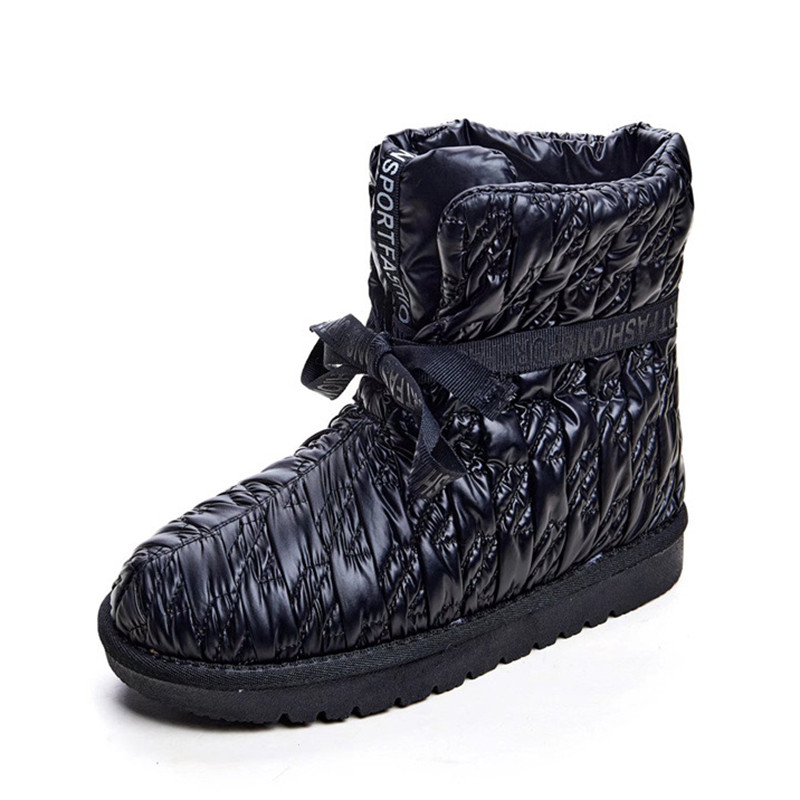 Μόδα γυναικεία μπότα χιονιού 2022 Νέα χειμωνιάτικη βελούδινη παχυντική μπότα αστραγάλου αδιάβροχη υφασμάτινη κορδέλα Ελαφρύ βαμβακερό παπούτσι Mujer
