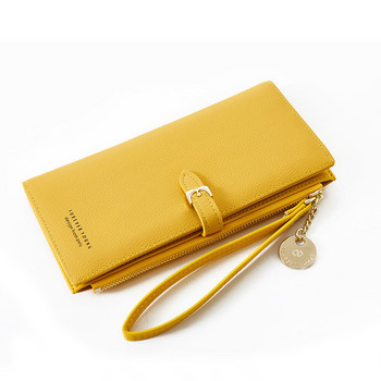 Vintage πορτοφόλι γυναικεία τσάντα συμπλέκτη Κίτρινο μασίφ δέρμα Γυναικείο φερμουάρ φάκελος Πολυτελής μάρκα βραδινή τσάντα Θηλυκό Torebki Damskie