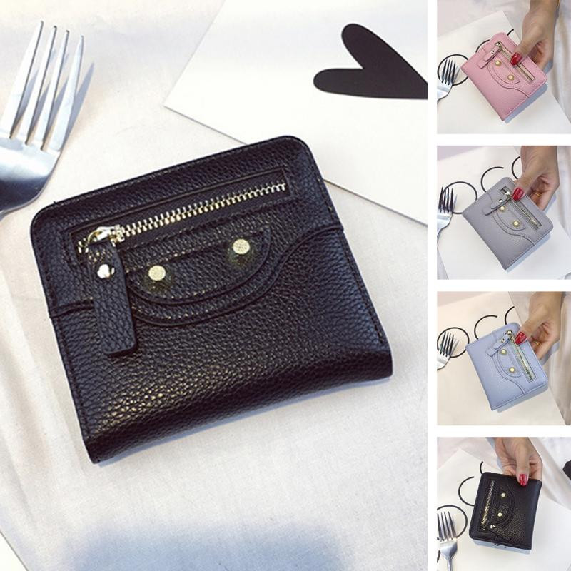 Portofel scurt, pentru femei, pentru doamne, husă cu două orificii, la modă mică, drăguță, din piele PU, pentru geanta pentru carduri, portofel de buzunar pentru bani pentru fete
