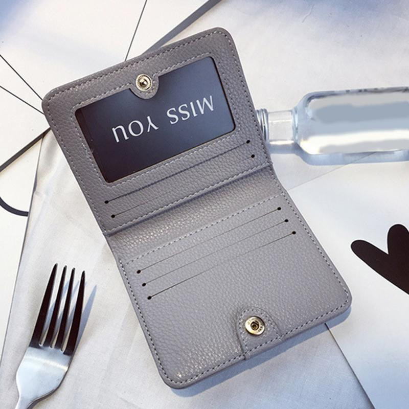 Portofel scurt, pentru femei, pentru doamne, husă cu două orificii, la modă mică, drăguță, din piele PU, pentru geanta pentru carduri, portofel de buzunar pentru bani pentru fete