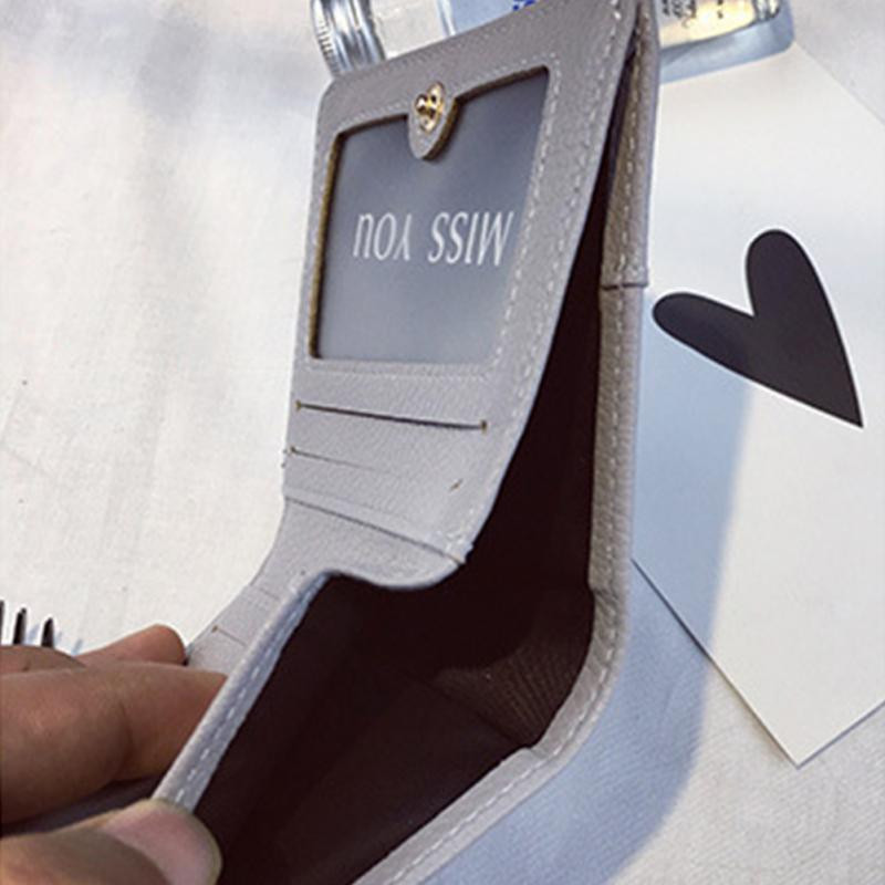 Portofel scurt, pentru femei, pentru doamne, husă cu două orificii, la modă mică, drăguță, din piele PU, pentru geanta pentru carduri, portofel de buzunar pentru bani pentru fete