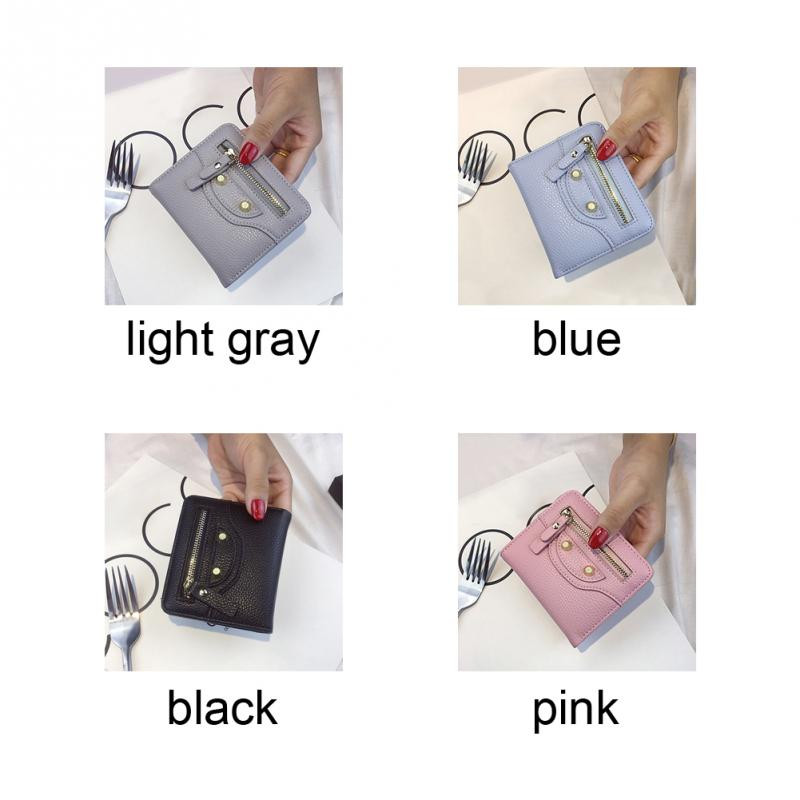 Portofel scurt, pentru femei, pentru doamne, husă cu două orificii, la modă mică, drăguță, din piele PU, pentru geanta pentru carduri, portofel de buzunar pentru bani pentru fete