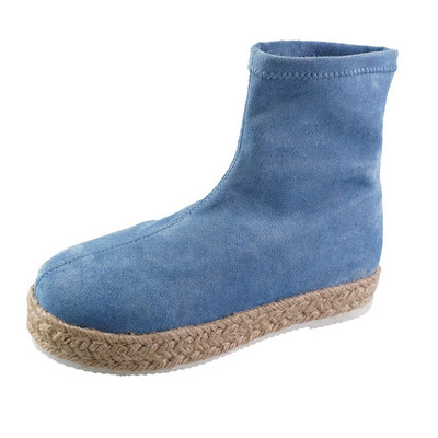 Pantofi de damă la promoție 2023 Cizme de damă cu mâneci noi de iarnă din piele intoarsa varf rotund, solid, scurt, cu platforma, cizme ocazional de marime mare