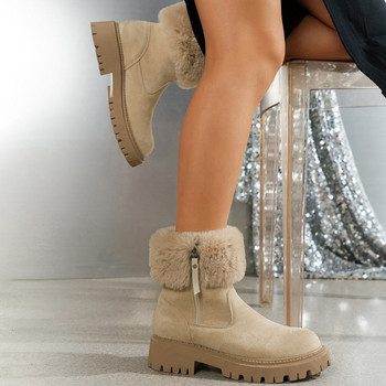 Обувки за жени 2023 Зимни поларени топли дамски ботуши за сняг Нехлъзгащи се ботуши на платформа Плюс размер 42 Ежедневни обувки на открито Дамски