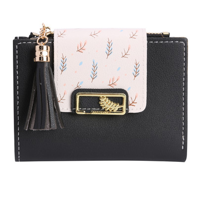 Roztomilé strapce Dámska krátka peňaženka z PU kožená taška na karty Dámska skladacia kabelka Malá peňaženka na mince Držiak na karty Clutch