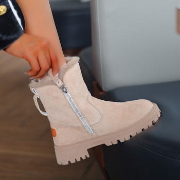 Дамски обувки 2023 Гореща разпродажба Дамски ботуши с цип Модни плътни ежедневни ботуши Дамски висококачествени ботуши с квадратен ток с кръгли пръсти