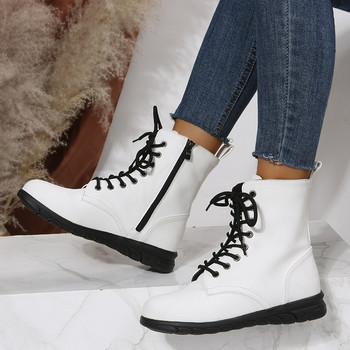 2023 Зимни основни обувки за жени Дамски ботуши със страничен цип Ежедневни плоски с дамски обувки Дамски ботуши с нисък ток Плюс размер