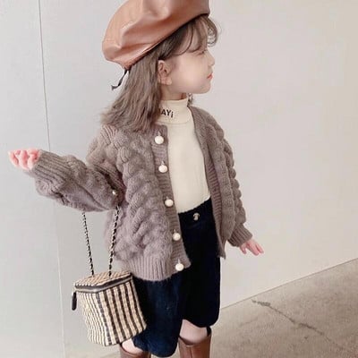 Sügistalvine Mood Sweet Kawaii Tüdrukute Kampsun Kõik Sobivad Ülerõivad Vabaaja kudumid Pika varrukaga Topid Soliidsed lasteriided