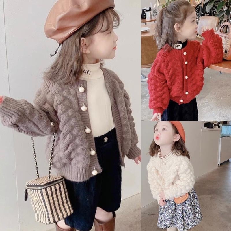 Sügistalvine Mood Sweet Kawaii Tüdrukute Kampsun Kõik Sobivad Ülerõivad Vabaaja kudumid Pika varrukaga Topid Soliidsed lasteriided