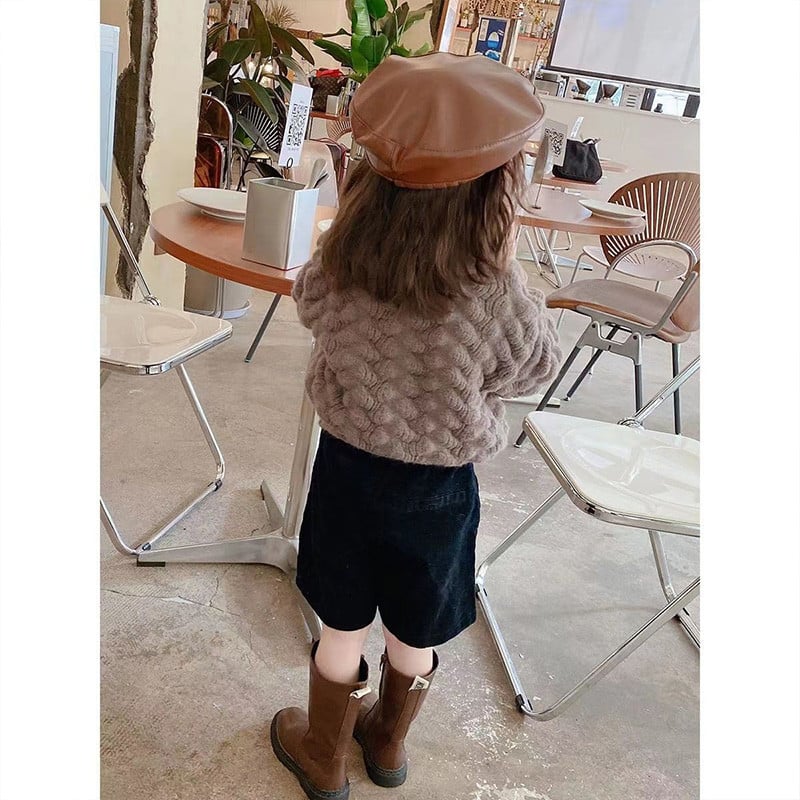 Sügistalvine Mood Sweet Kawaii Tüdrukute Kampsun Kõik Sobivad Ülerõivad Vabaaja kudumid Pika varrukaga Topid Soliidsed lasteriided