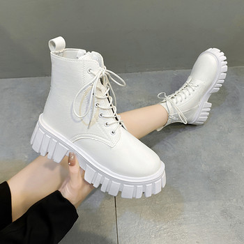 Модни обувки за 2023 г. Дамски дамски ботуши до глезена Класически модерни ботуши Дамски обувки със страничен цип с връзки и кръгъл пръст Дамски обувки на ток