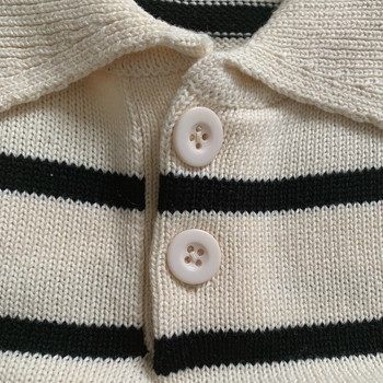 Детски раиран пуловер Пролетен и есенен пуловер с висока яка, пуловер за момчета и момичета, слънчев памучен пуловер, зимни бебешки дрехи