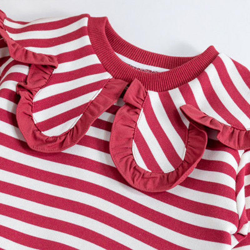 Hanorace pentru fete dulci cu dungi Kawaii de primăvară, toamnă, de modă, topuri din bumbac pur, pulover, haine pentru copii cu mâneci lungi