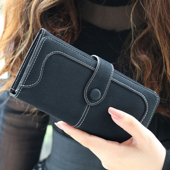 Дълъг портфейл от изкуствен велур Дамска дамска чанта от матова кожа Висококачествени женски портфейли Чанта за карти Едноцветна дамска бизнес чанта