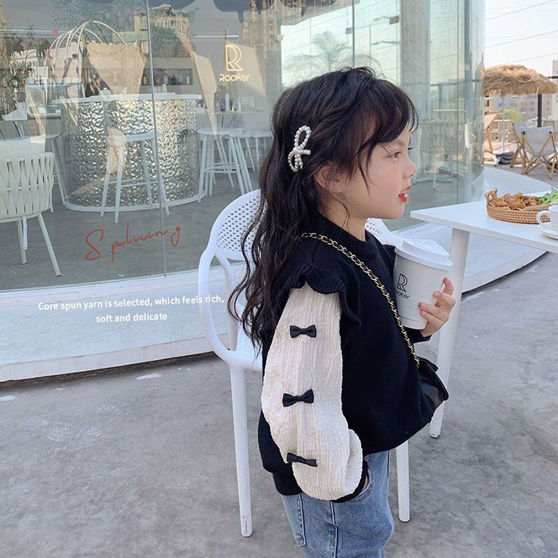 Toamnă Iarnă Moda Coreeană Patchwork Kawaii Fete Hanorace Mâneci lungi Îmbrăcăminte pentru copii Dulci Copii Drăguț Topuri Pulover