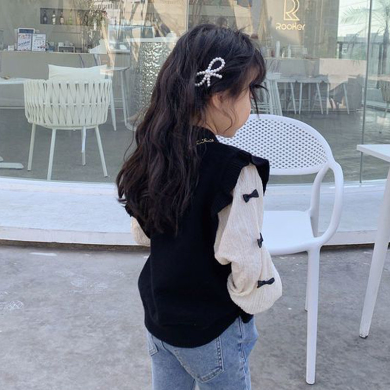 Toamnă Iarnă Moda Coreeană Patchwork Kawaii Fete Hanorace Mâneci lungi Îmbrăcăminte pentru copii Dulci Copii Drăguț Topuri Pulover