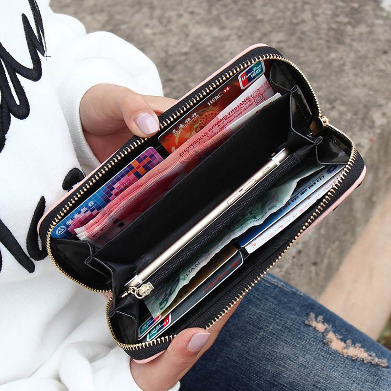 Luxus, kiváló minőségű pénztárca, női macska rajzfilm pénztárca Kreatív női kártyatartó Alkalmi cipzáros női kuplung PU bőr érme pénztárca