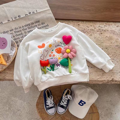 Hanorace cu mânecă lungă cu imprimeu floral, primăvară, toamnă, pentru fete