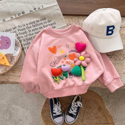 Hanorace cu mânecă lungă cu imprimeu floral, primăvară, toamnă, pentru fete