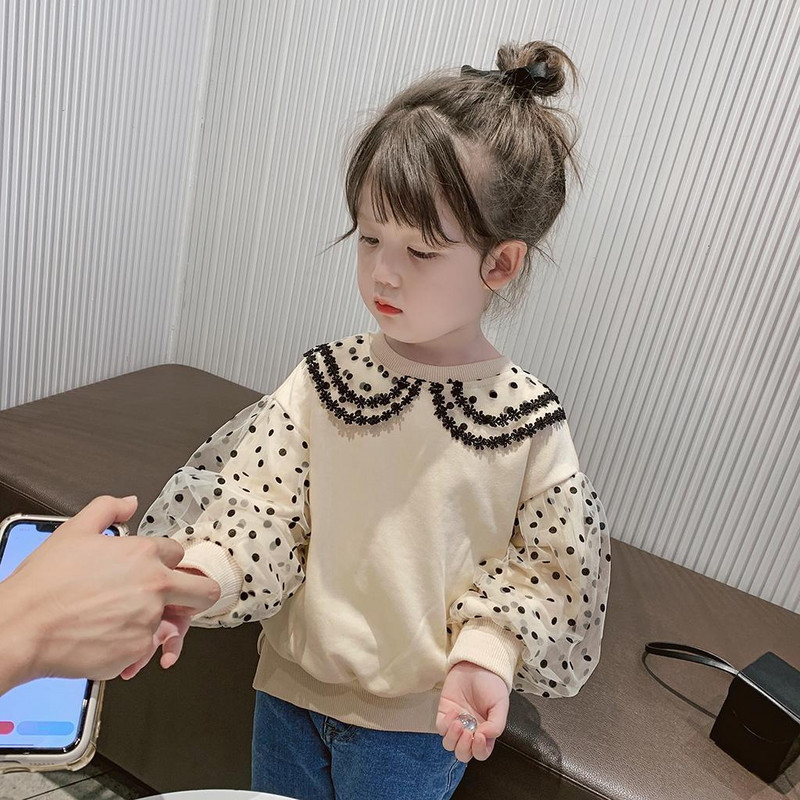 Primavara Toamna Dantela Buline Fete Drăguțe Hanorace Moda Kawaii Pulover Copii Îmbrăcăminte pentru Copii Dulci Patchwork Chic Topuri