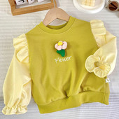 Tüdrukute kevad-sügis lapitööd, lillelised, magusad kampsunid pikkade varrukatega pullover Mood Armsad lasteriided Kawaii laste topid