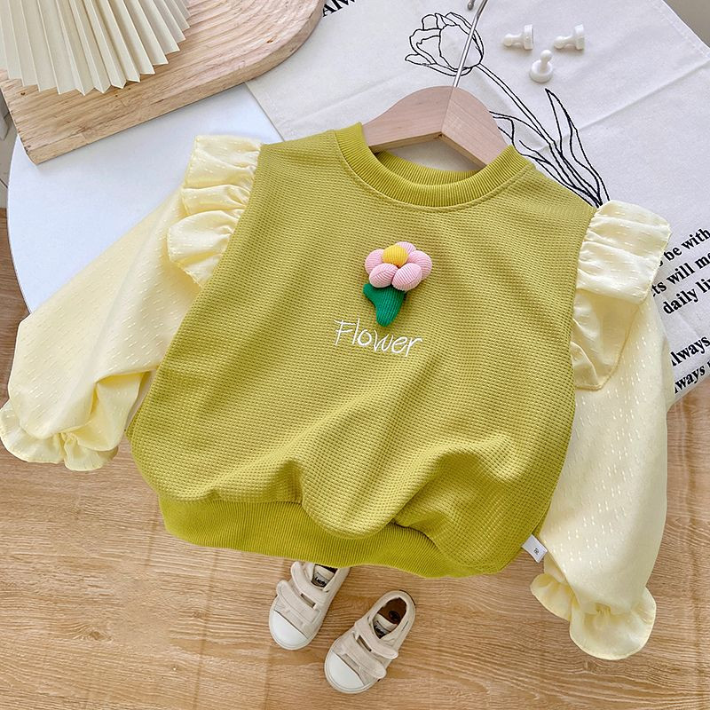 Tüdrukute kevad-sügis lapitööd, lillelised, magusad kampsunid pikkade varrukatega pullover Mood Armsad lasteriided Kawaii laste topid