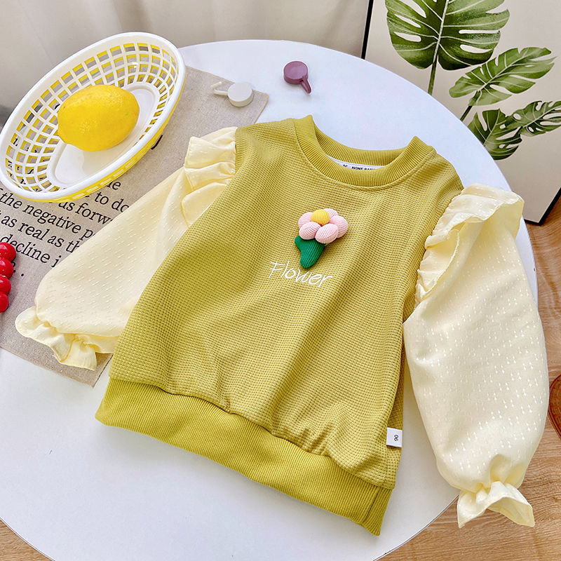 Tüdrukute kevad-sügis lapitööd, lillelised, magusad kampsunid pikkade varrukatega pullover Mood Armsad lasteriided Kawaii laste topid