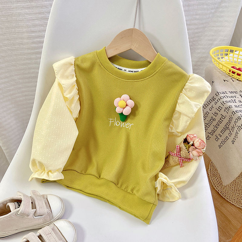 Tüdrukute kevad-sügis lapitööd, lillelised, magusad kampsunid pikkade varrukatega pullover Mood Armsad lasteriided Kawaii laste topid