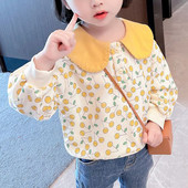 Kevad-sügis kirsitrükk Magusad armsad tüdrukute dressipluusid pikkade varrukatega mood Laste topid Armsad vabaaja puuvillased lasteriided