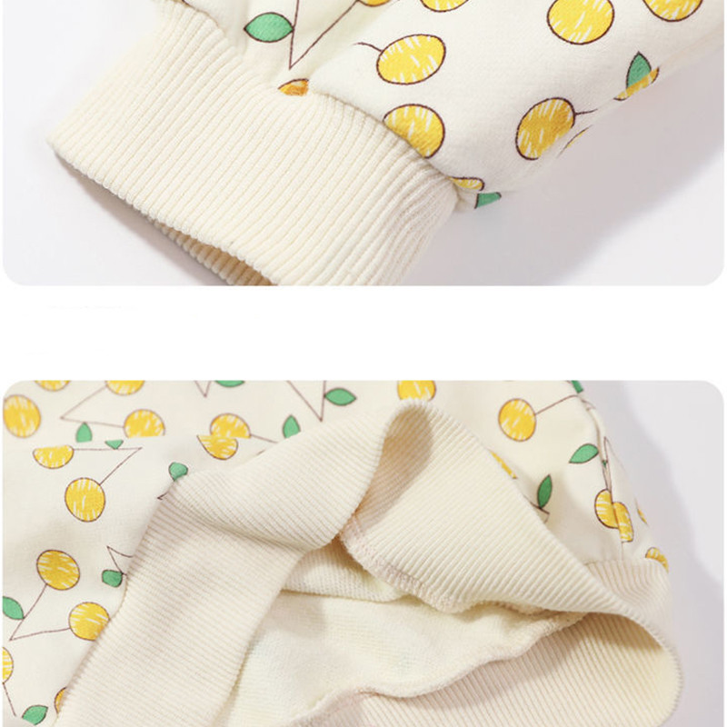 Kevad-sügis kirsitrükk Magusad armsad tüdrukute dressipluusid pikkade varrukatega mood Laste topid Armsad vabaaja puuvillased lasteriided