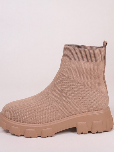 Suurus 35-43 Naiste saapad Stretch Kangad Botas Kevad-sügiskingad Platvorm Ümmargune ninaosa Roosa Lilla Naiste Saapad Zapatos Mujer 