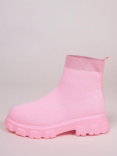 Suurus 35-43 Naiste saapad Stretch Kangad Botas Kevad-sügiskingad Platvorm Ümmargune ninaosa Roosa Lilla Naiste Saapad Zapatos Mujer 