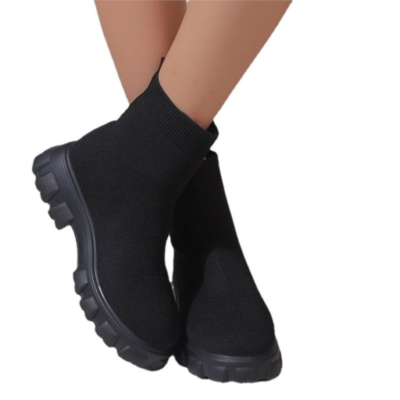 Suurus 35-43 Naiste saapad Stretch Kangad Botas Kevad-sügiskingad Platvorm Ümmargune ninaosa Roosa Lilla Naiste Saapad Zapatos Mujer 