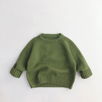 Зима Есен Детски дрехи Детски пуловери Момчета Момичета Плетен пуловер Едноцветен момичешки дебел пуловер Детско плетено облекло