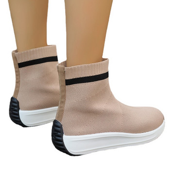 Дамски обувки 2023 г. Нови мрежести дишащи дамски ботуши с повишена дебела подметка Дамски къси ботуши Плюс размер 43 Ежедневни спортни ботуши на открито
