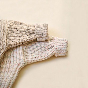 Детски пуловери Едноцветен пухкав плетен Пуловер за момичета Кратък Пролет Есен Зима Пуловер за момчета с дълъг ръкав Топъл трикотаж Бебешки дрехи