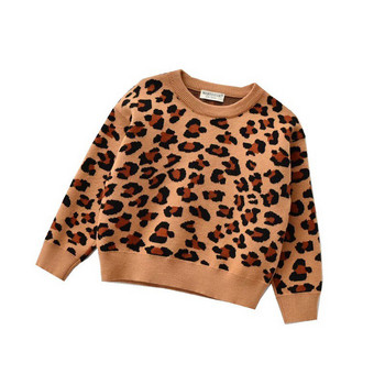 Нови детски пуловери с леопардов принт с дълги ръкави, бебета, момчета, есен, зима, бебешки момичета, плетени детски пуловери