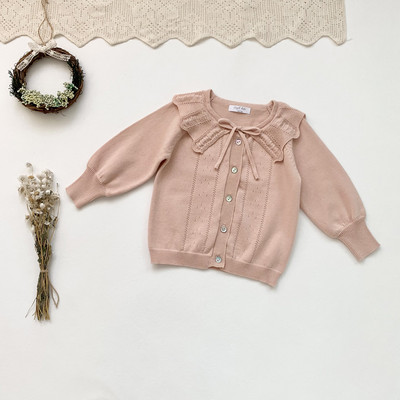 deer jonmi 2022, primăvară, noua fetițe, pulovere tricotate, guler cu volane, cardigan, haine, stil coreean, pentru copii