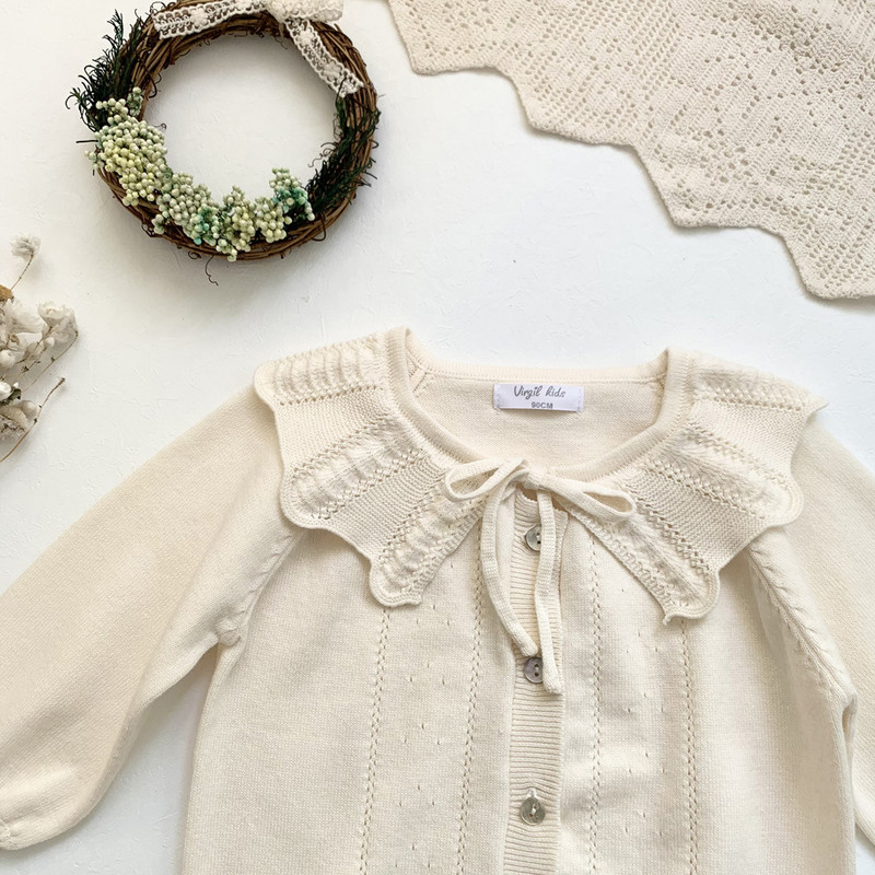 deer jonmi 2022, primăvară, noua fetițe, pulovere tricotate, guler cu volane, cardigan, haine, stil coreean, pentru copii