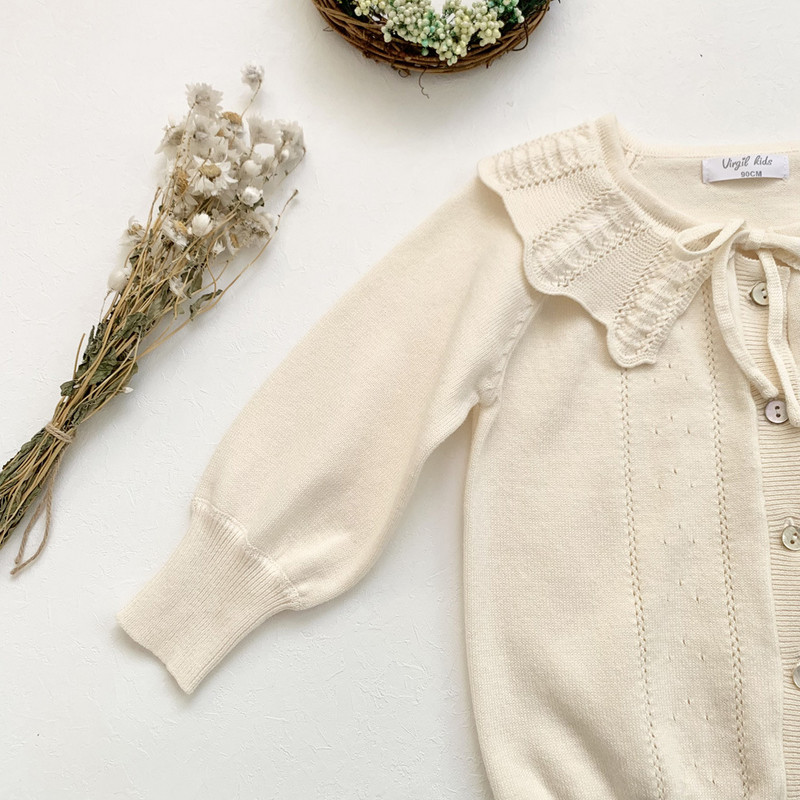 deer jonmi 2022, primăvară, noua fetițe, pulovere tricotate, guler cu volane, cardigan, haine, stil coreean, pentru copii