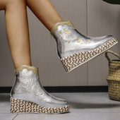 2023. aasta talvekingad naistele, retro tõmblukuga naiste poolsaapad, kiilukontsad, keskmise kontsaga naiste kingad, platvorm, tikkimine, naiste saapad