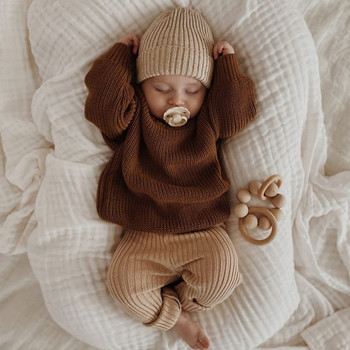 Детски бебешки свободен пуловер, плетен есен, зима, дрехи за бебе, момче, момиче, с кръгло деколте, бебе, момиче, момче, пуловер, бебешко връхно облекло