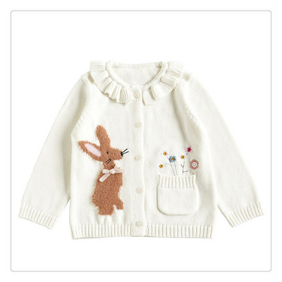 deer jonmi Nou Toamnă Iarnă Copii Pulovere tricotate din bumbac Broderie din desene animate Bebeluși Pulover cardigan casual drăguț
