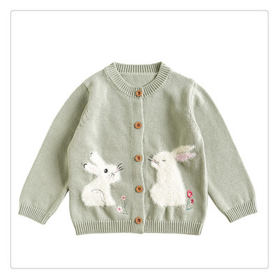 deer jonmi Nou Toamnă Iarnă Copii Pulovere tricotate din bumbac Broderie din desene animate Bebeluși Pulover cardigan casual drăguț